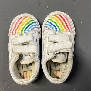 Old Skool Toddler Vans Rainbow Sneakers Velcor C5 Toddler 5 Leather